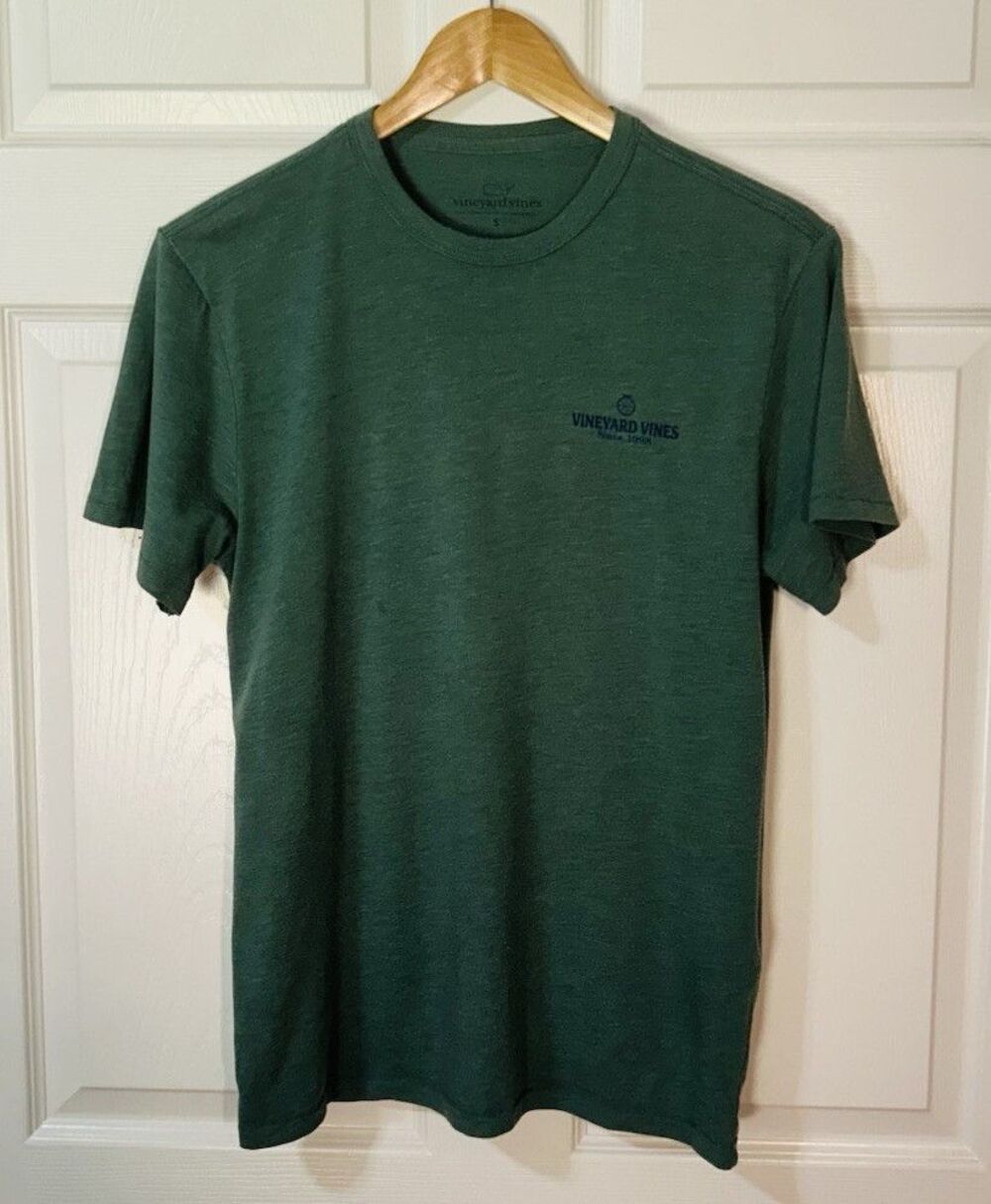 Vineyard Vines T-Shirt Men S Green Classic Fit Print Cotton Blend Coastal